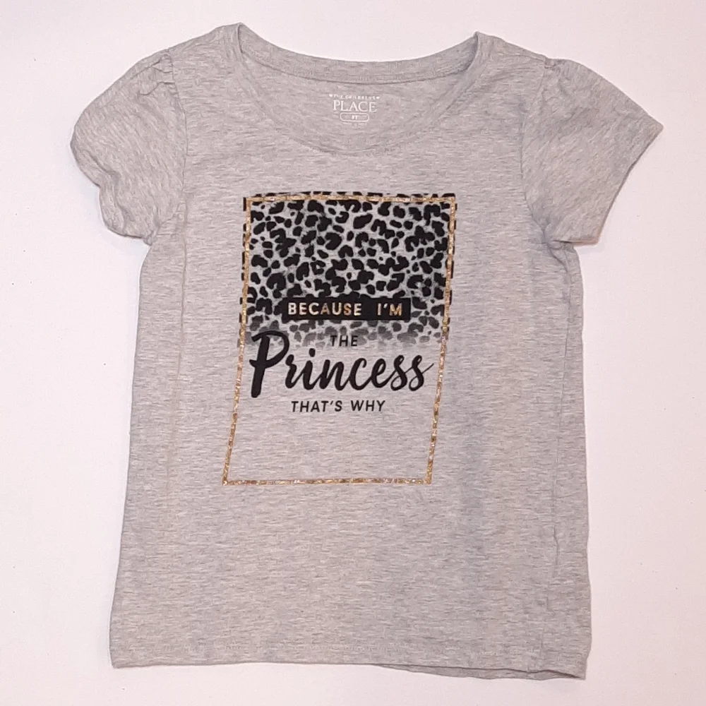 Childrens Place I'm The Princess Leopard Gold Glitter Tshirt Tee Top Size 5T